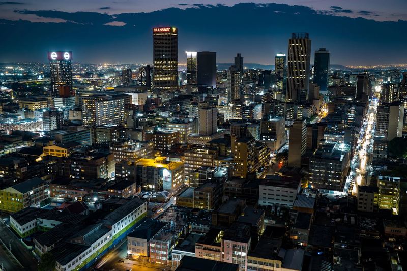 Aerial view over the Johannesburg CBD